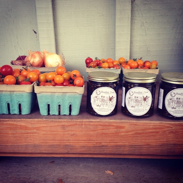 farm stand jelly cherry tomatoes onions 2014-07