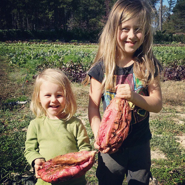 girls giant sweet potatoes
